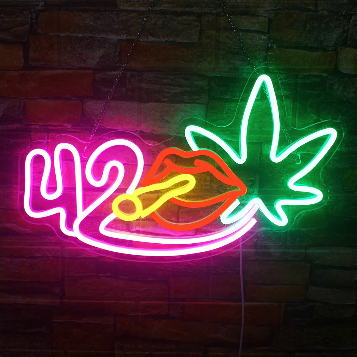 Green Leaf and Cigar 5V USB LED neon sign – 42x26cm