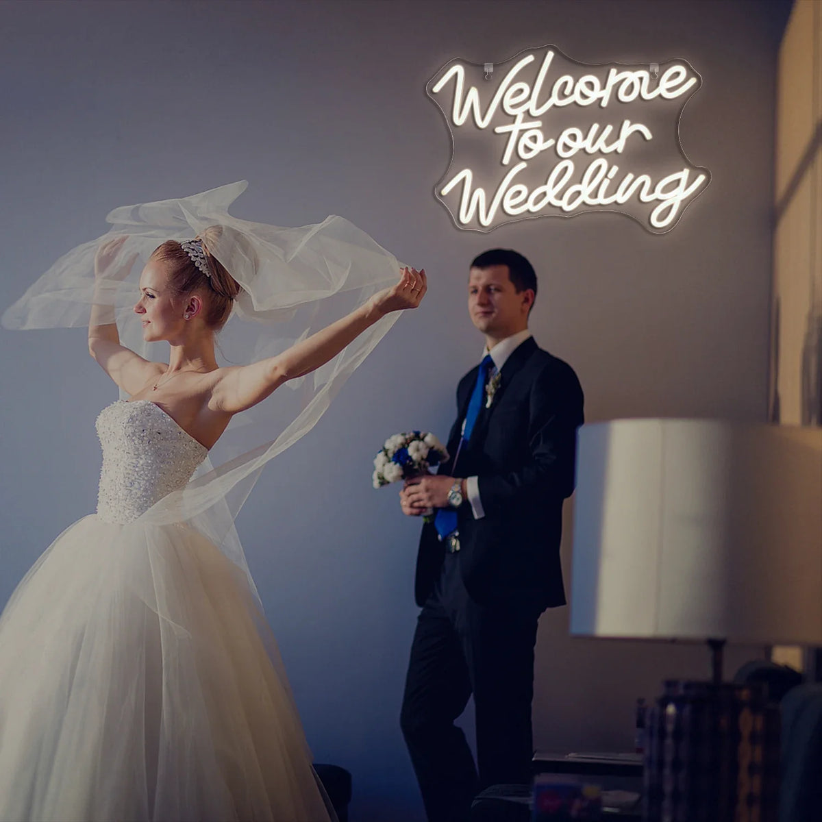Enseigne néon LED USB 5 V Welcome to our Wedding