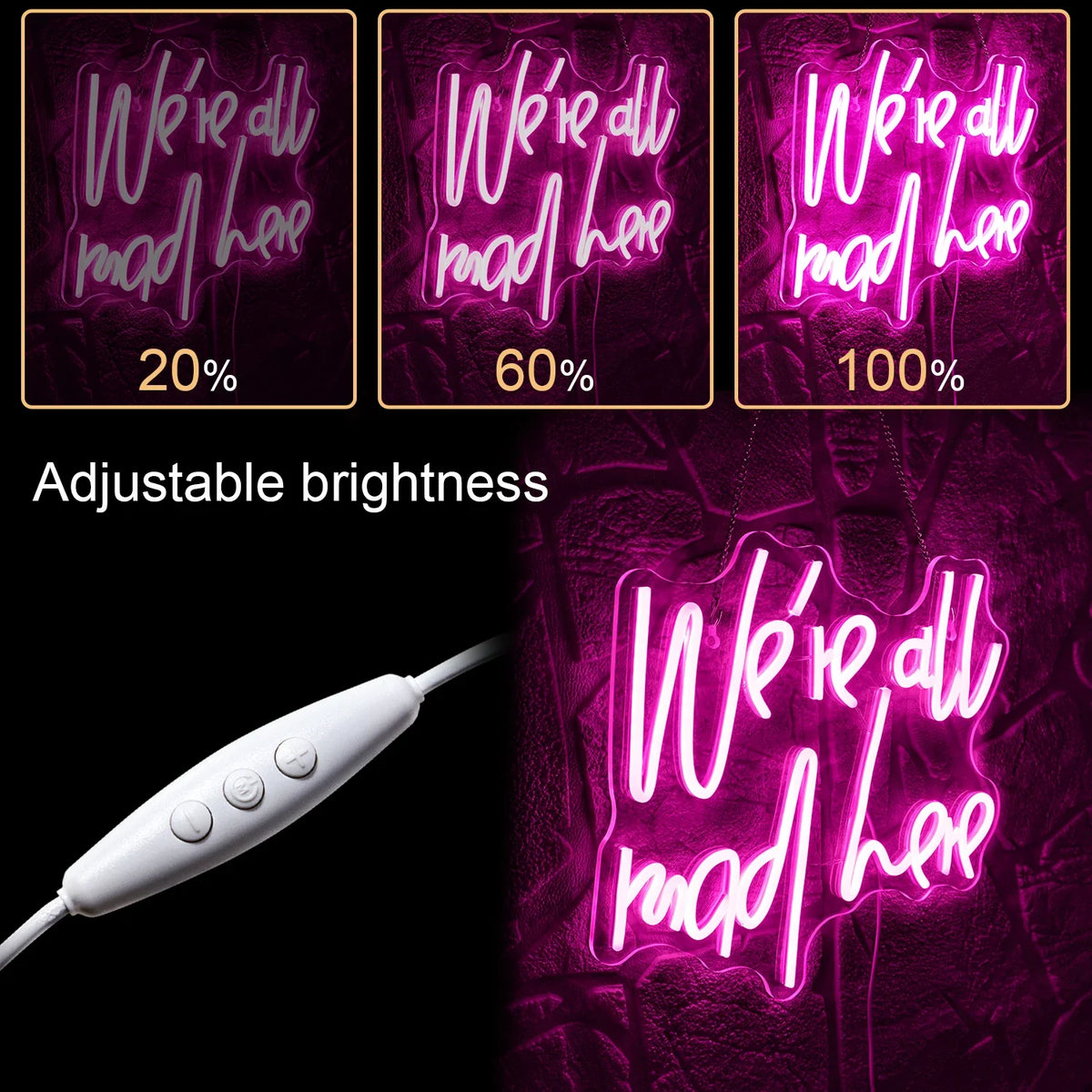 We're All Mad Here 5V USB LED neon sign