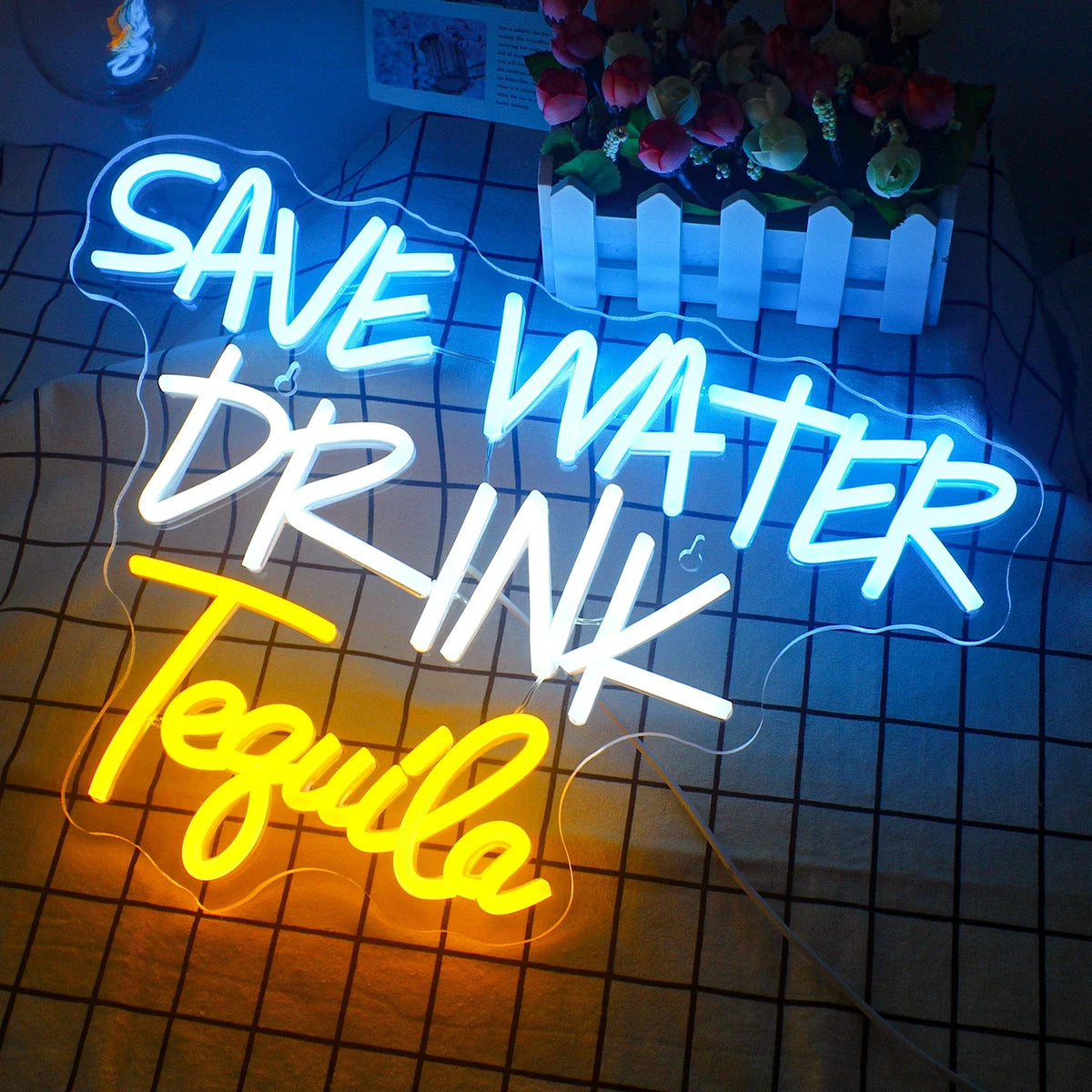 Enseigne néon LED USB 5 V Save Water Drink Tequila