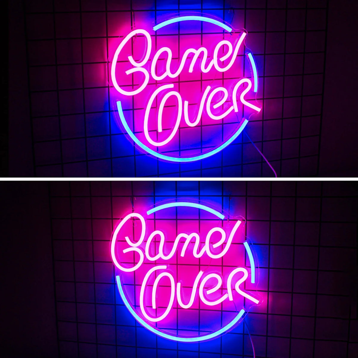 Enseigne néon LED USB 5 V Game Over en cercle