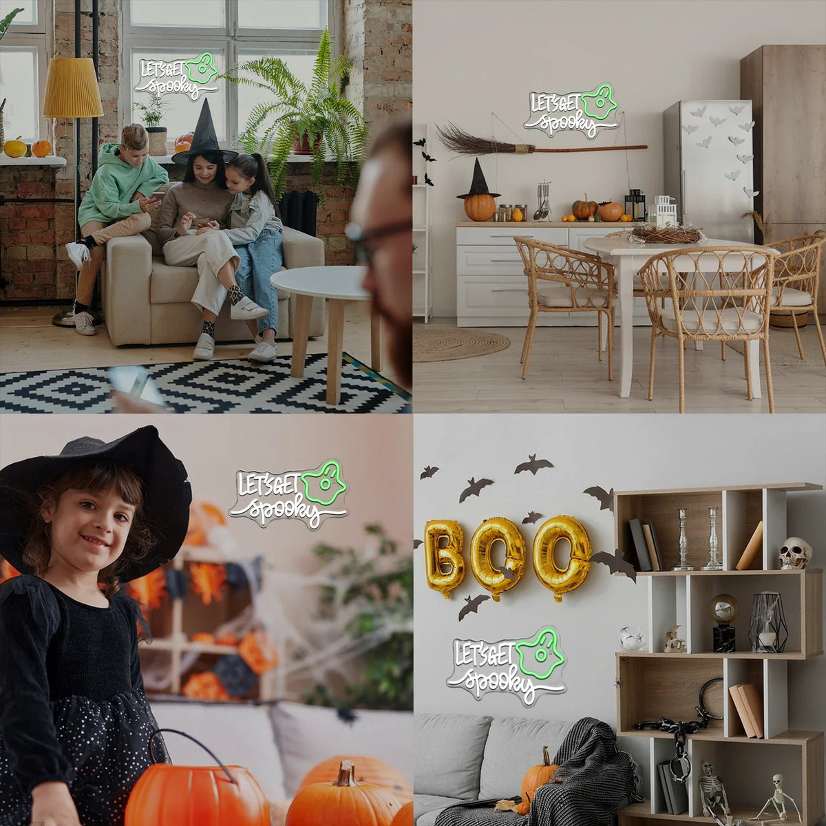 Enseigne néon LED USB 5 V Let's Get Spooky Halloween