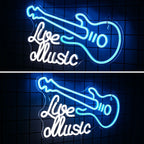 Enseigne néon LED USB 5 V Guitare « Live Music »