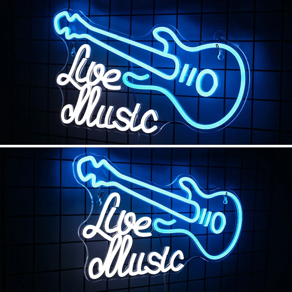 Enseigne néon LED USB 5 V Guitare « Live Music »