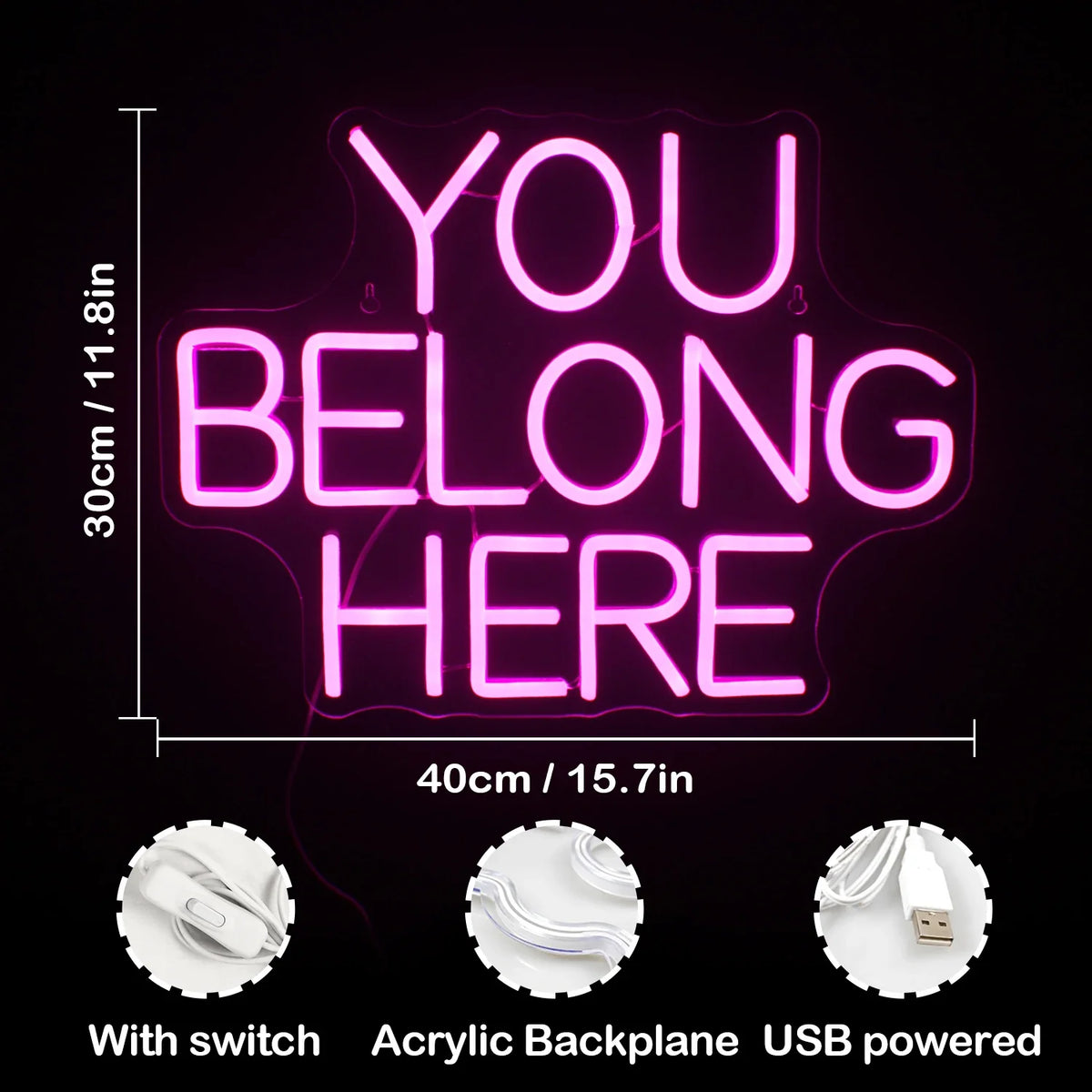 Enseigne néon LED USB 5 V You Belong Here