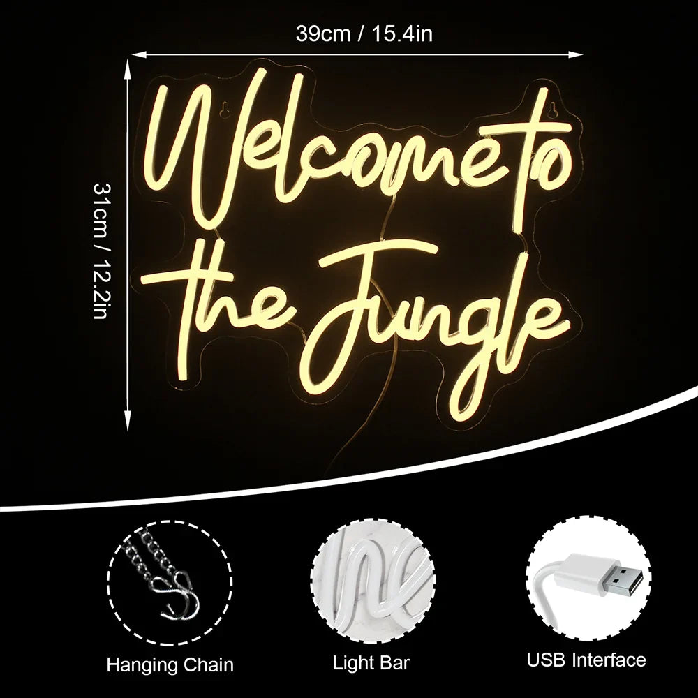Enseigne néon LED USB 5 V Welcome to the Jungle