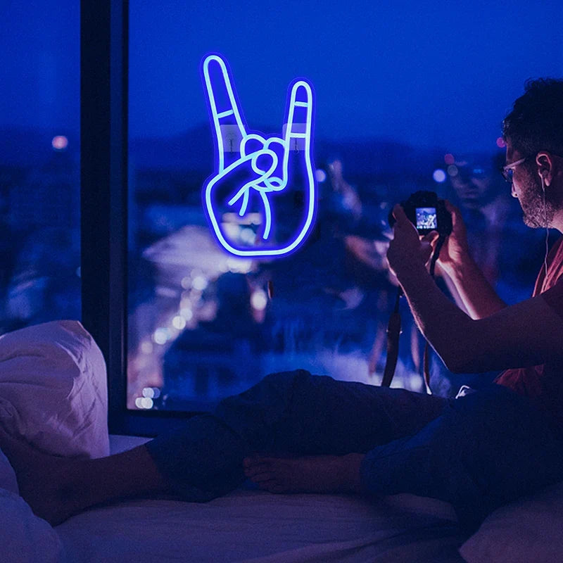 Rock Hand Gesture 5V USB LED neon sign