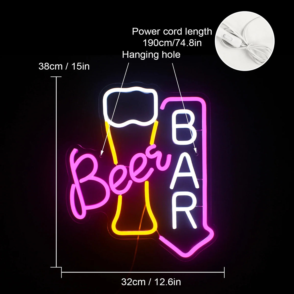 Beer Bar 5V USB LED neon sign