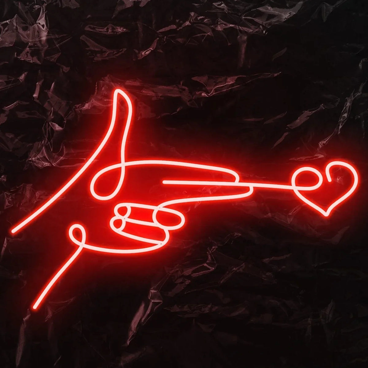 Enseigne néon LED USB 5 V Cœur avec les doigts — rouge