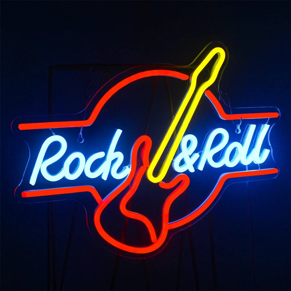 Guitar Rock & Roll 5V USB LED neon sign