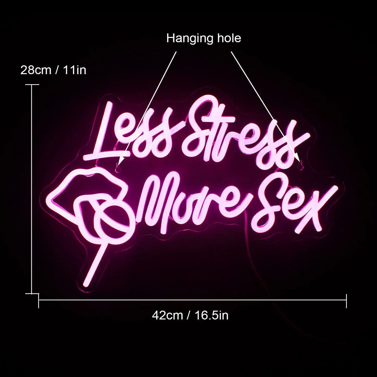 Enseigne néon LED USB 5 V Less Stress More Sex