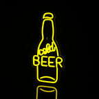 Enseigne néon LED USB 5 V Bouteille « Cold Beer » — jaune