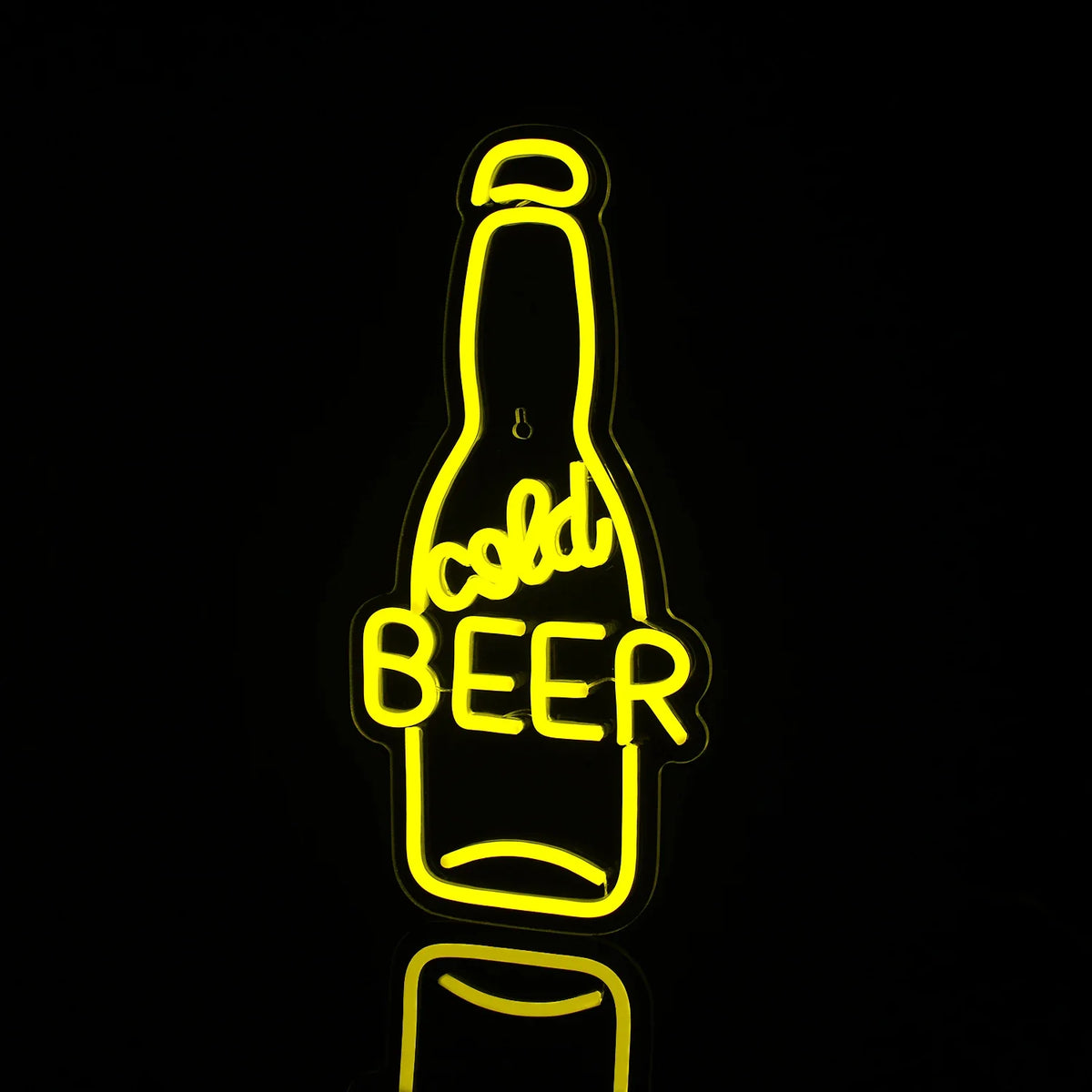 Enseigne néon LED USB 5 V Bouteille « Cold Beer » — jaune