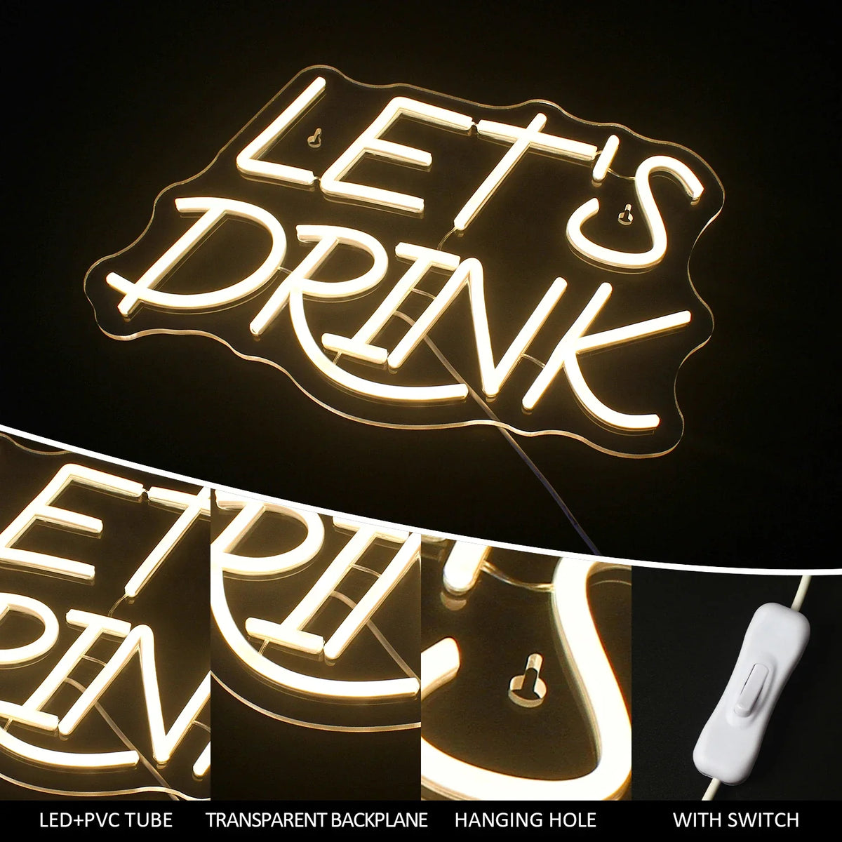 Let's Drink 5V USB LED neon sign