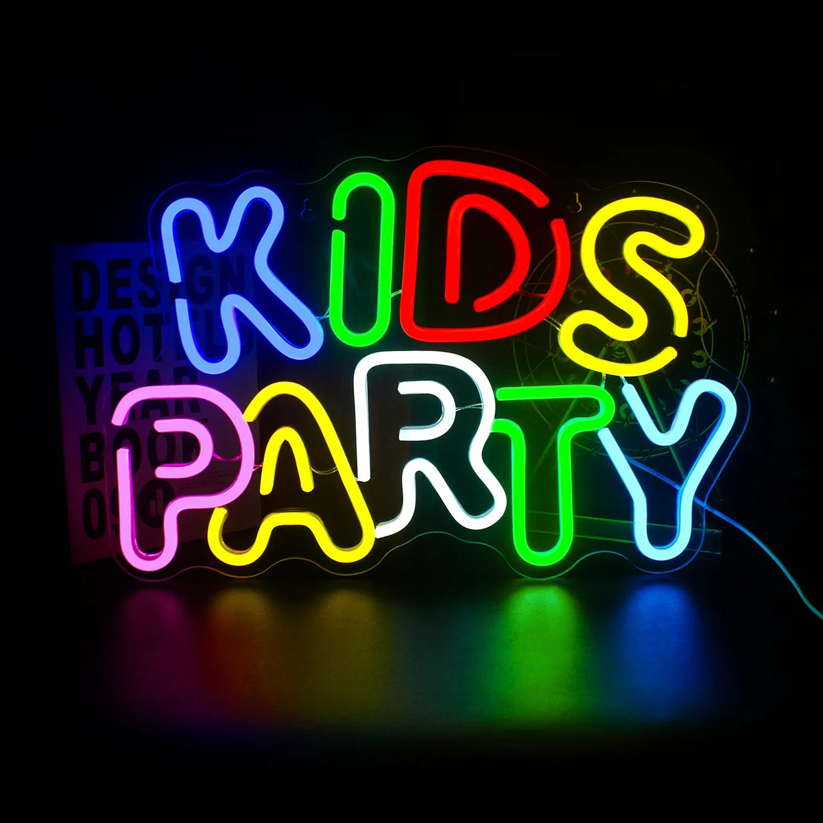 Kids Party 5V USB LED neon sign – Colour 42x28cm