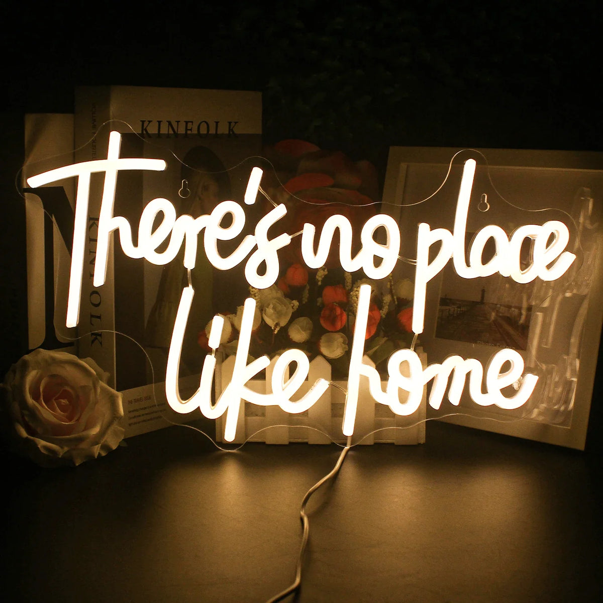 Enseigne néon LED USB 5 V There's No Place Like Home — blanc chaud