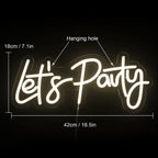 Enseigne néon LED USB 5 V Let's Party