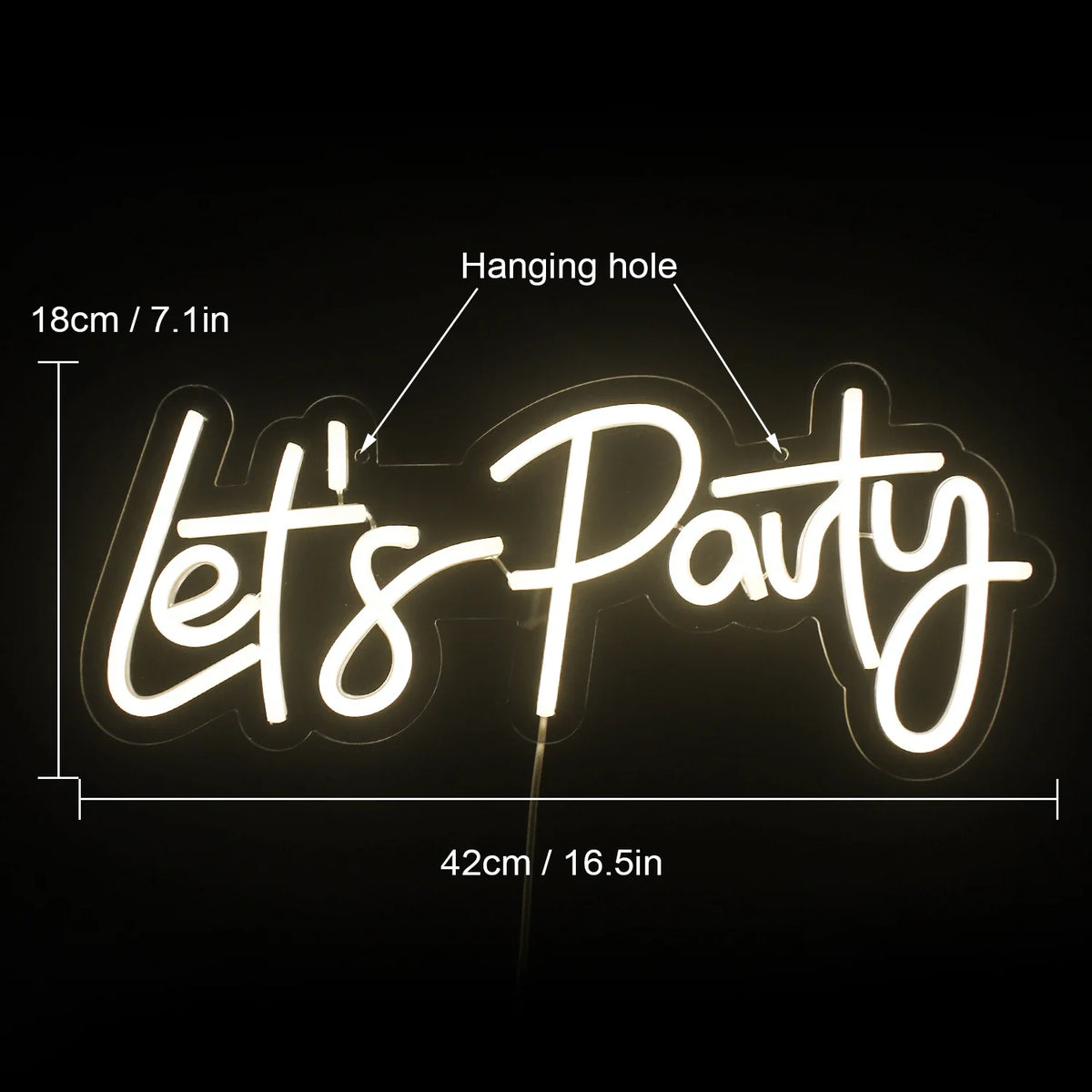 Enseigne néon LED USB 5 V Let's Party