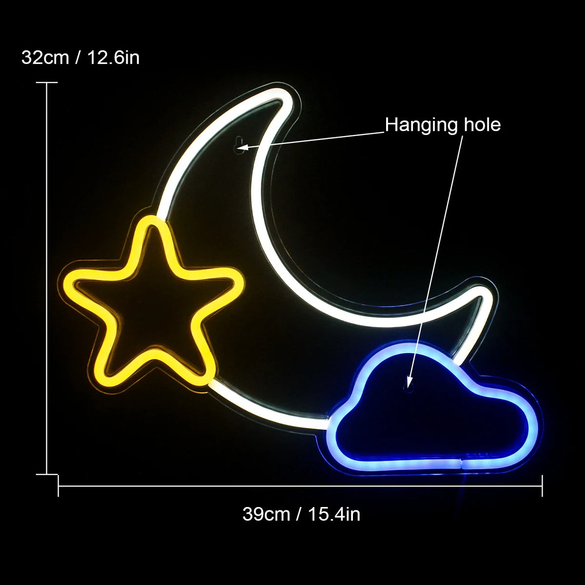 Moon Star 5V USB LED neon sign