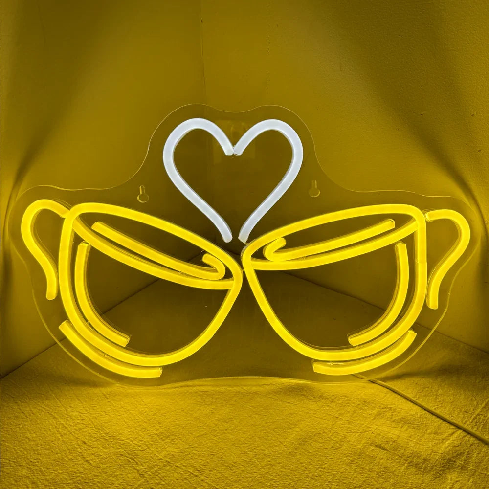 Coffee Cheers Heart 5V USB LED neon sign – Leom Yellow White