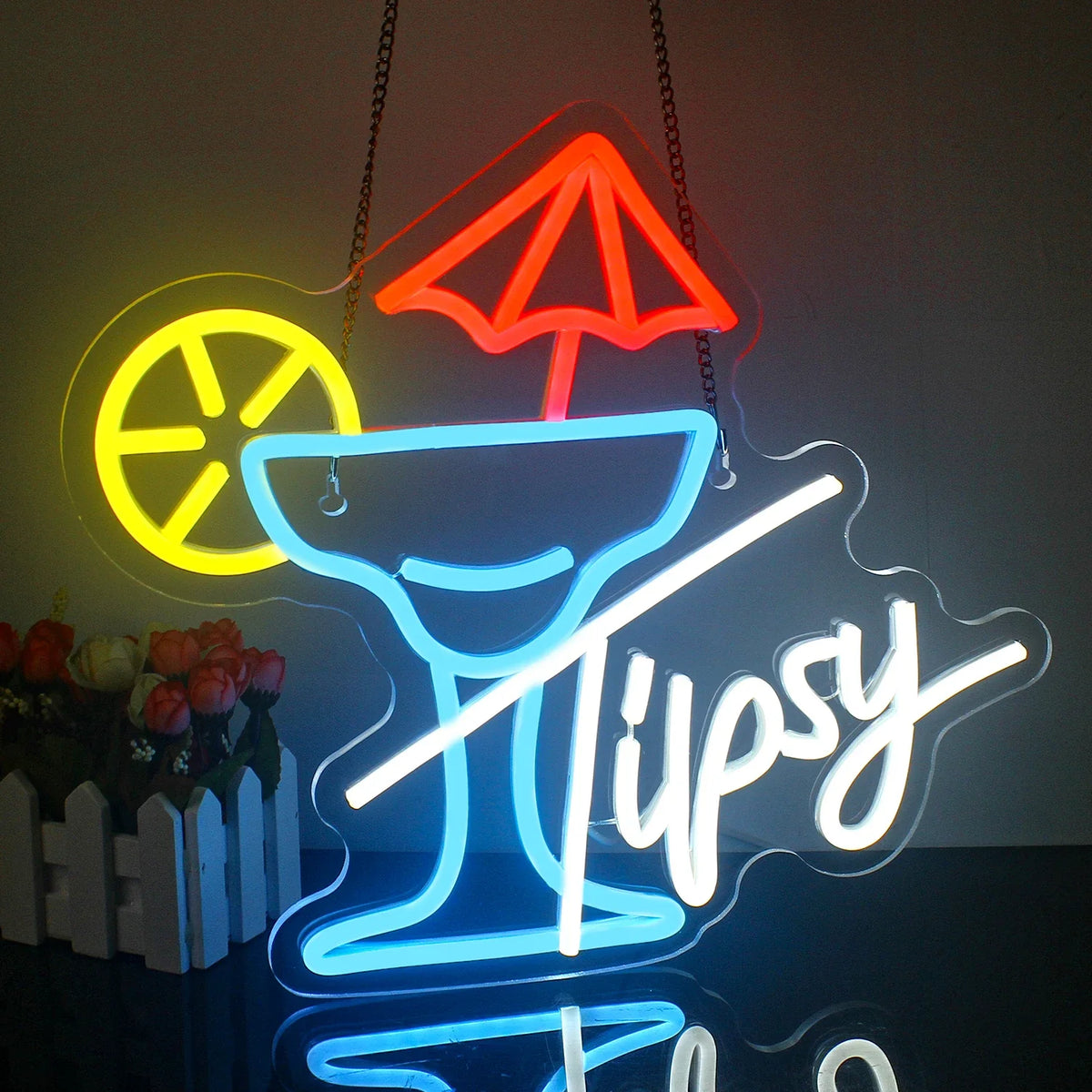Tipsy Cocktail Glass 5V USB LED neon sign