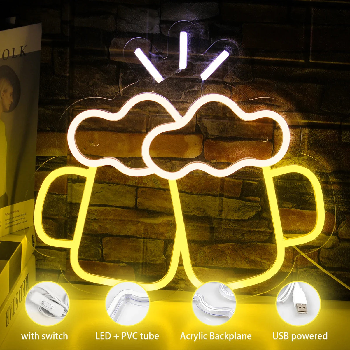 Beer Shaped 5V USB LED neon sign – Cheers