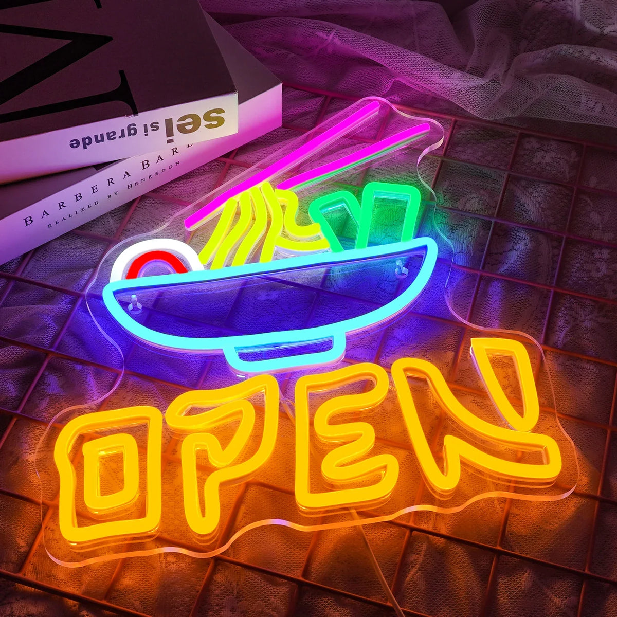 Enseigne néon LED USB 5 V Open Ramen