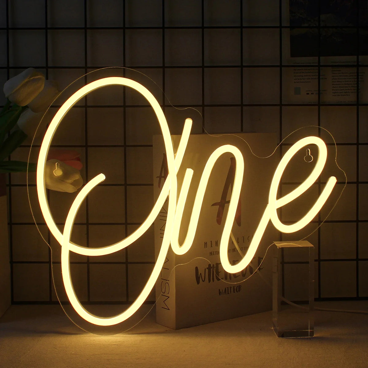 Enseigne néon LED USB 5 V One — blanc chaud