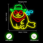Cowboy Cat 5V USB LED neon sign