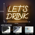 Let's Drink 5V USB LED neon sign