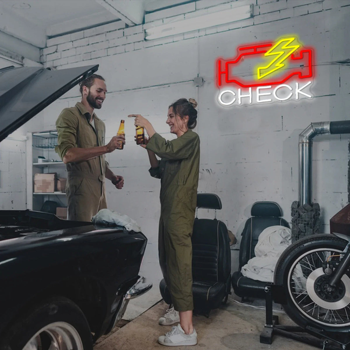 Enseigne néon LED USB 5 V Check Engine