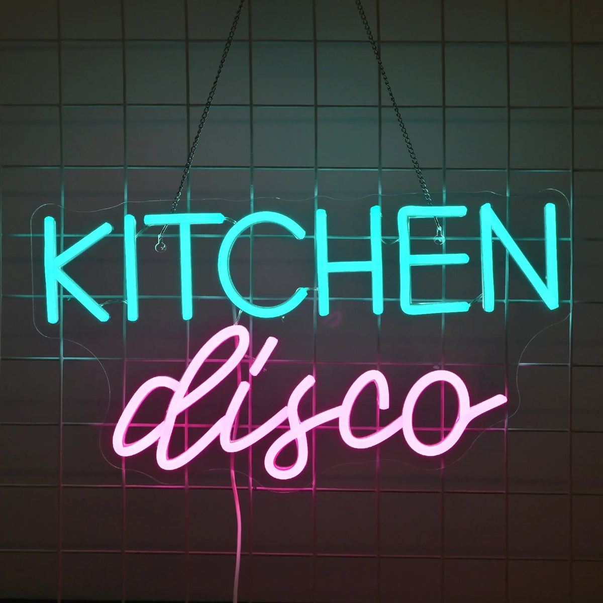 Kitchen Disco 5V USB neon sign showing a colourful decorative design