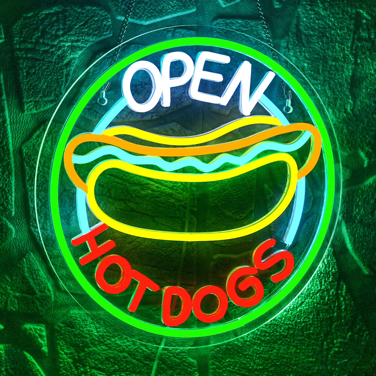 Open Hot Dogs 5V USB LED neon sign – 32x32cm