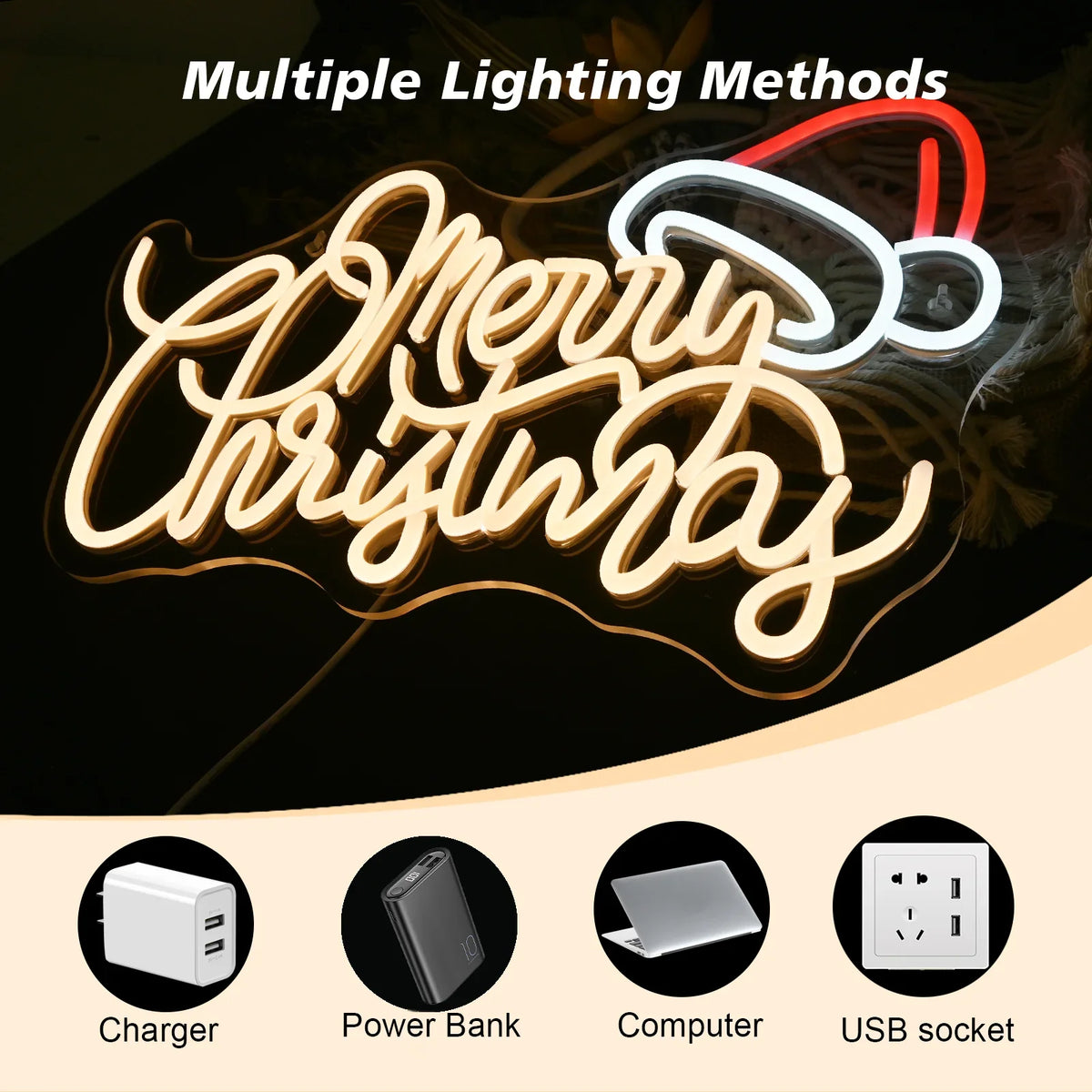 Warm Merry Christmas 5V USB LED neon sign