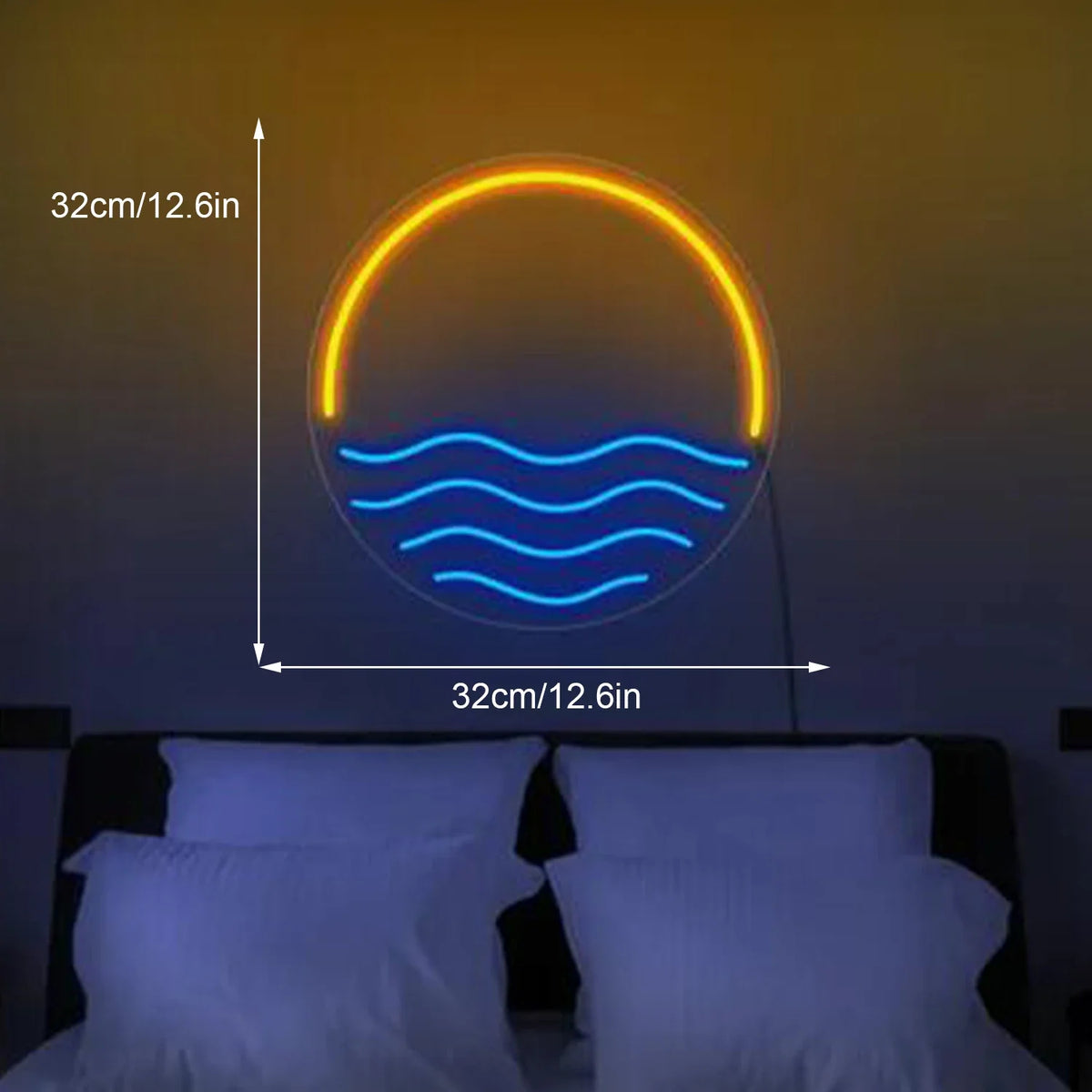 Sunset & Sea 5V USB LED neon sign – Gold Yellow Blue