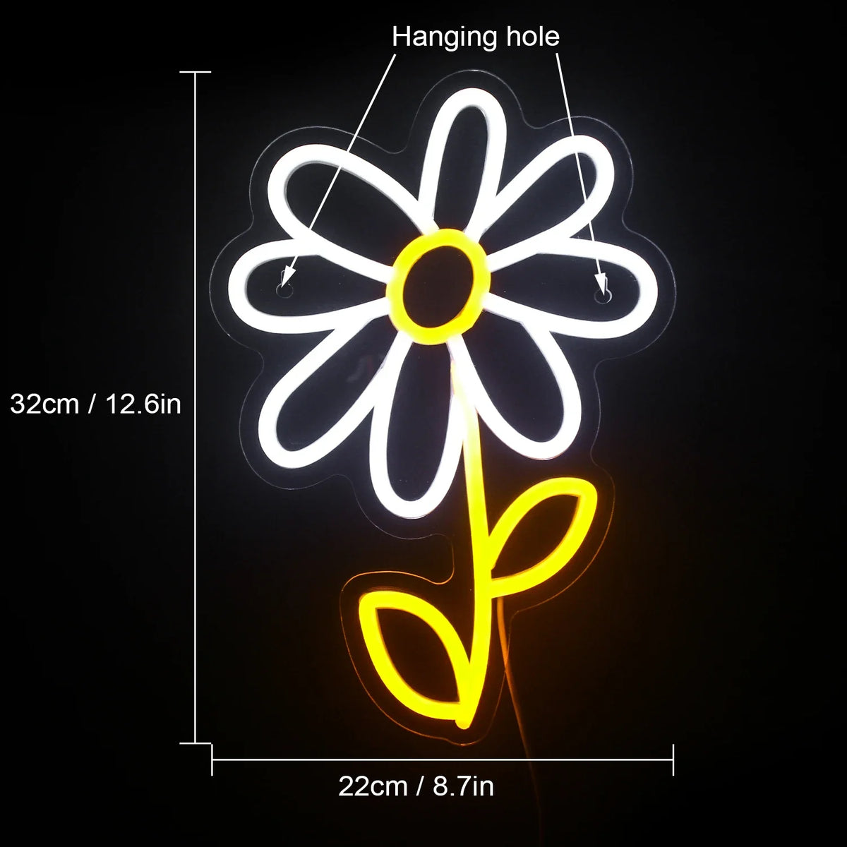 Enseigne néon LED USB 5 V Marguerite de style dessin animé