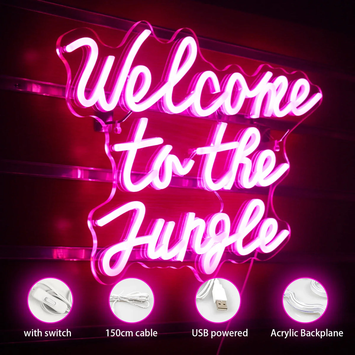 Welcome to the Jungle 5V USB LED neon sign