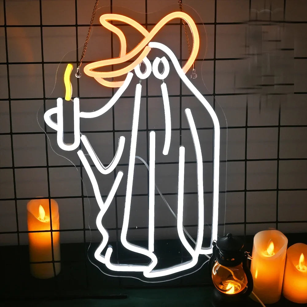 Enseigne néon LED USB 5 V Fantôme — 42 × 28 cm