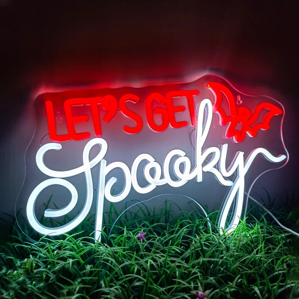 Enseigne néon LED USB 5 V Let's Get Spooky Halloween