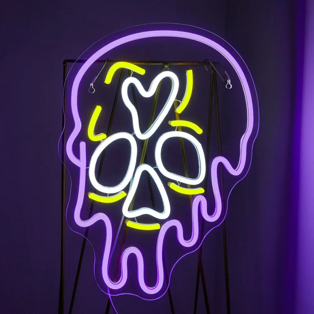 Enseigne néon LED USB 5 V Crâne violet