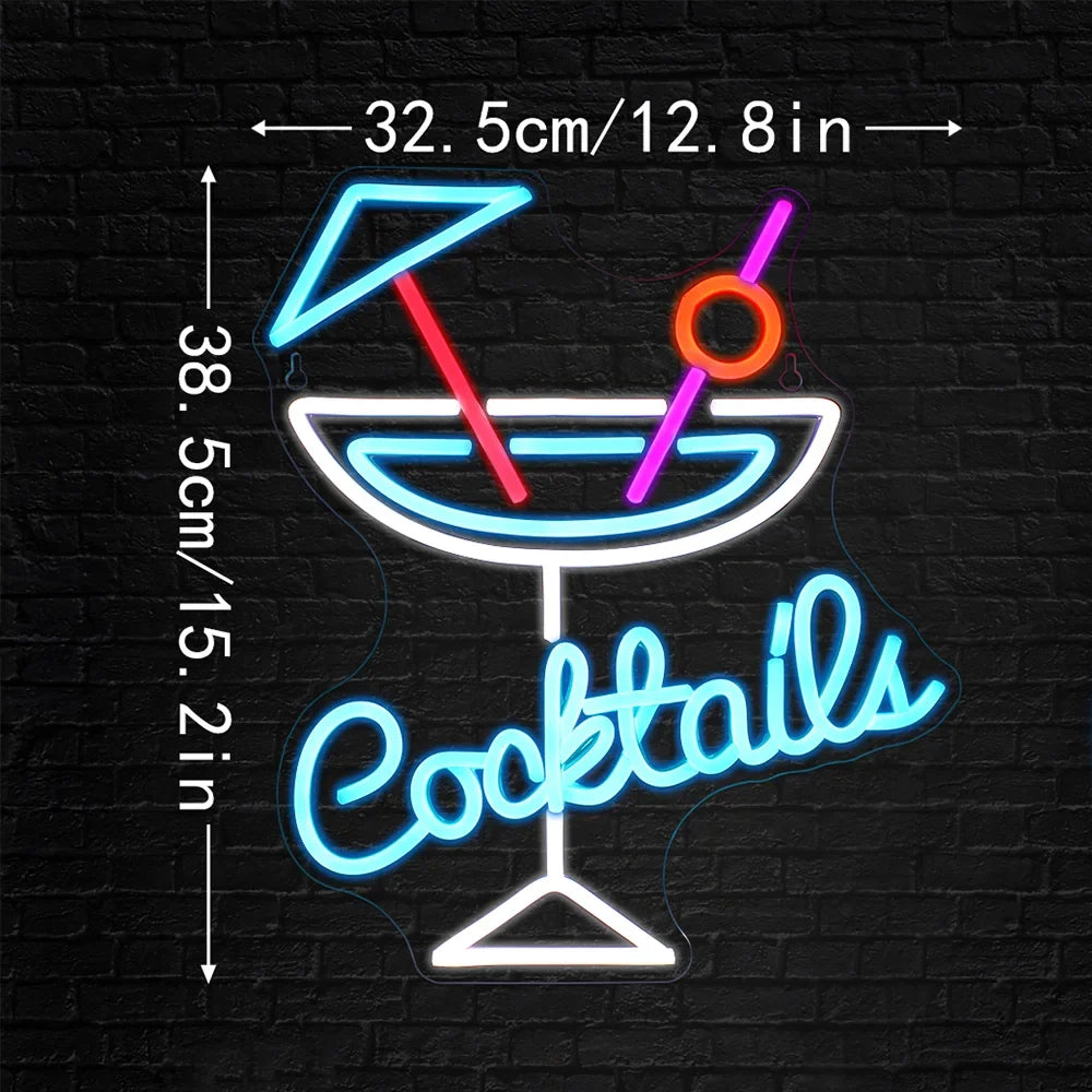 Cocktails 5V USB LED neon sign