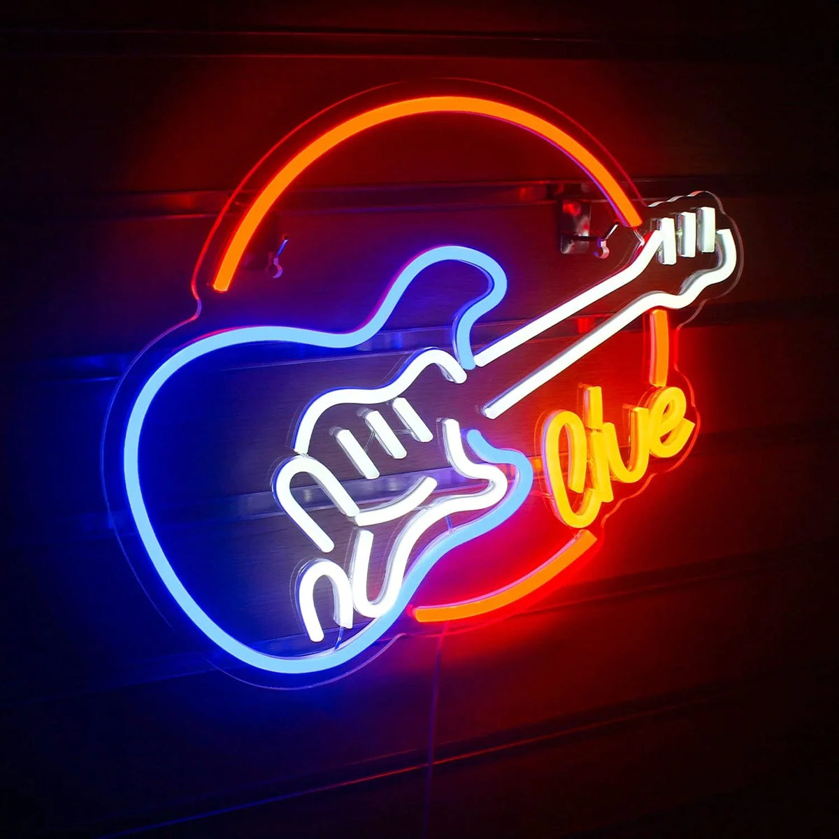 Enseigne néon LED USB 5 V Guitare « Live Music »