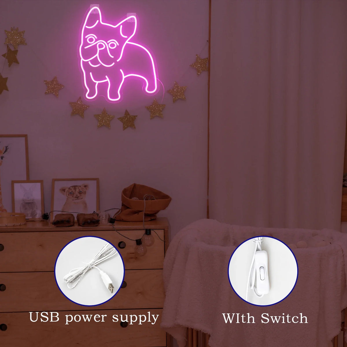 Pink Dog 5V USB LED neon sign