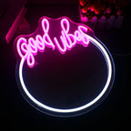 Good Vibes Mirror 5V USB LED neon sign