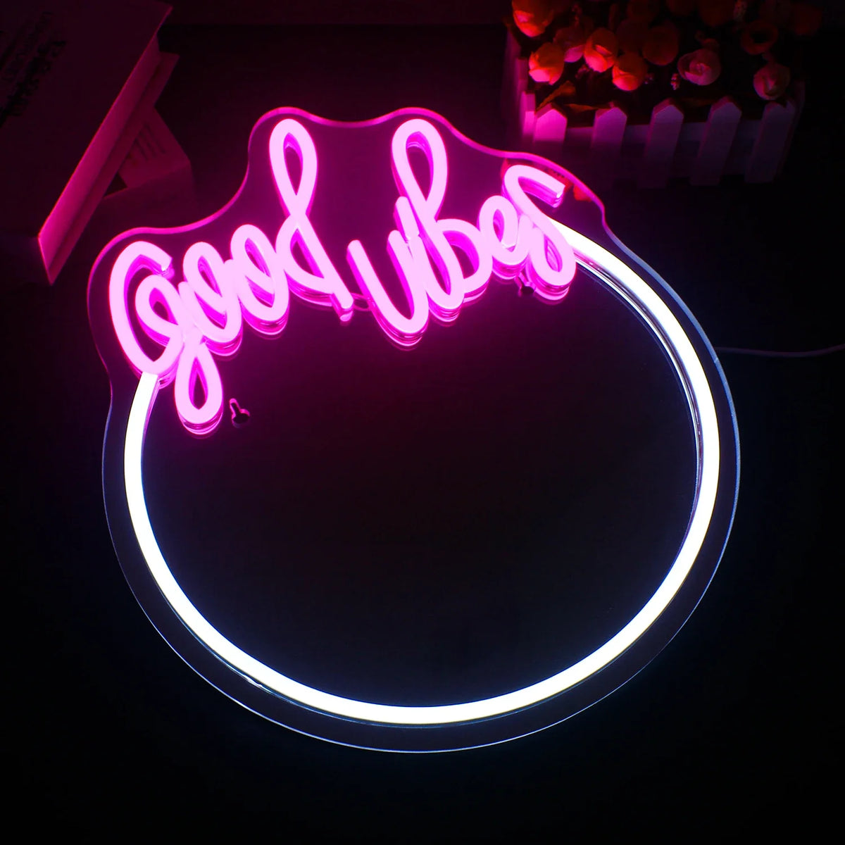 Good Vibes Mirror 5V USB LED neon sign