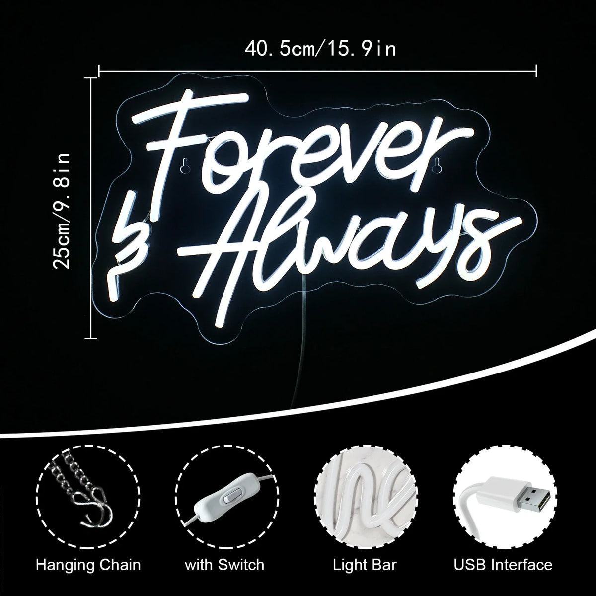 Forever & Always 5V USB LED neon sign