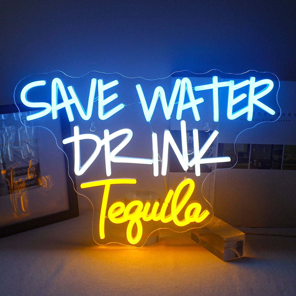 Enseigne néon LED USB 5 V Save Water Drink Tequila — 42 × 30 cm