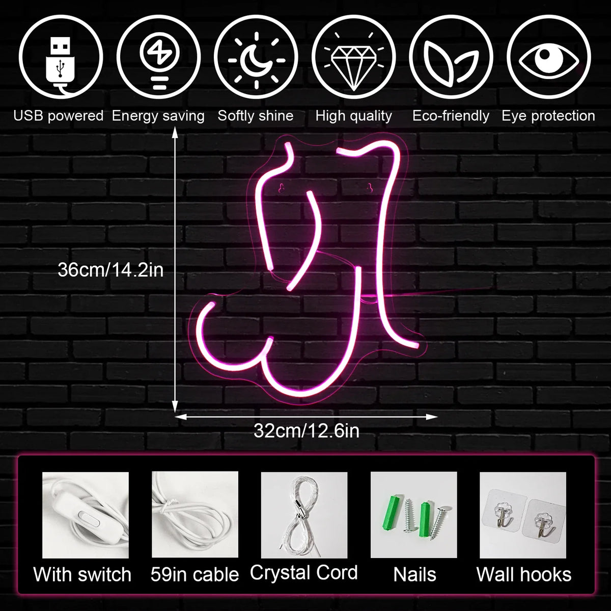 Sexy Lady 5V USB LED neon sign