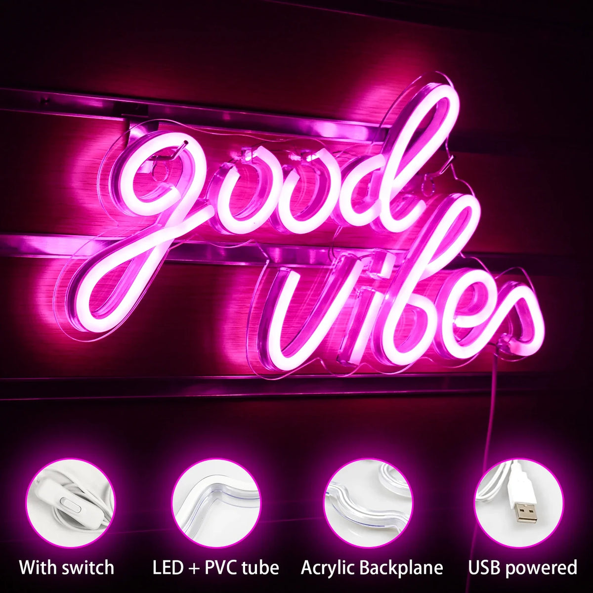 Good Vibes 5V USB LED neon sign