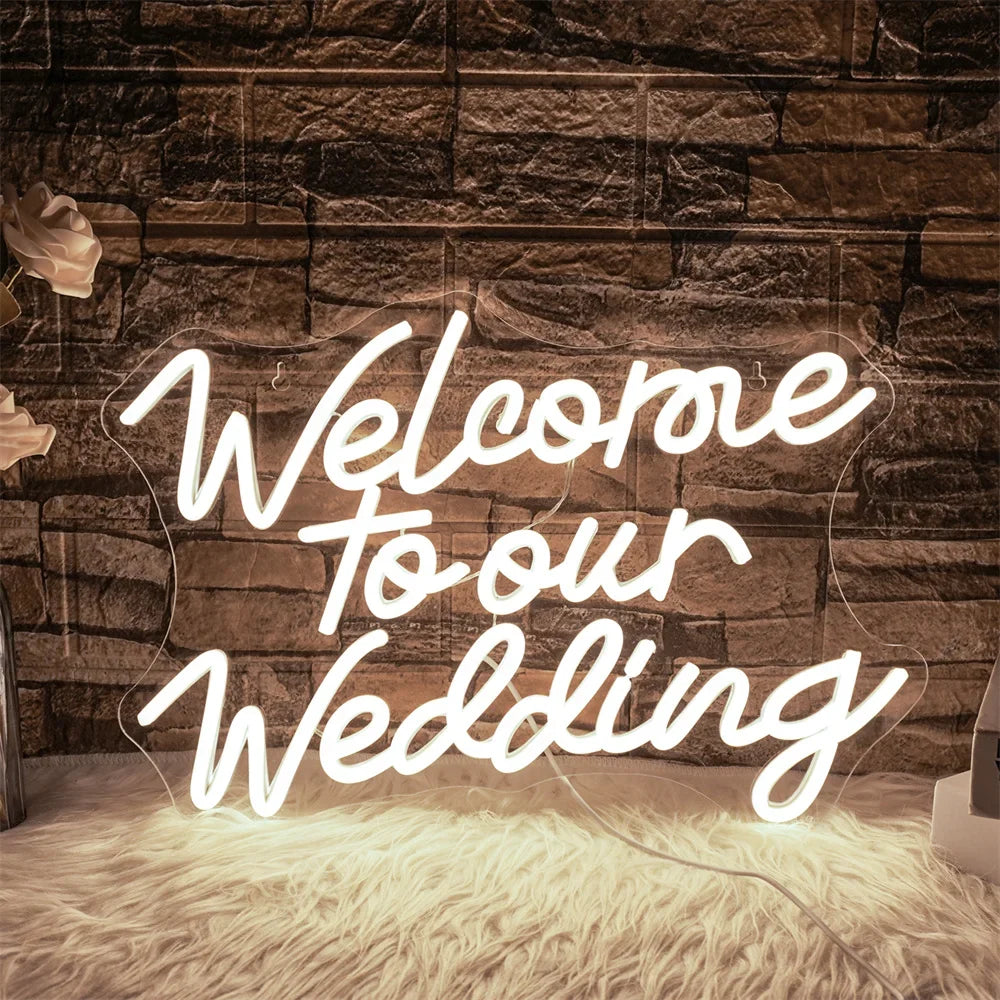 Enseigne néon LED USB 5 V Welcome to our Wedding